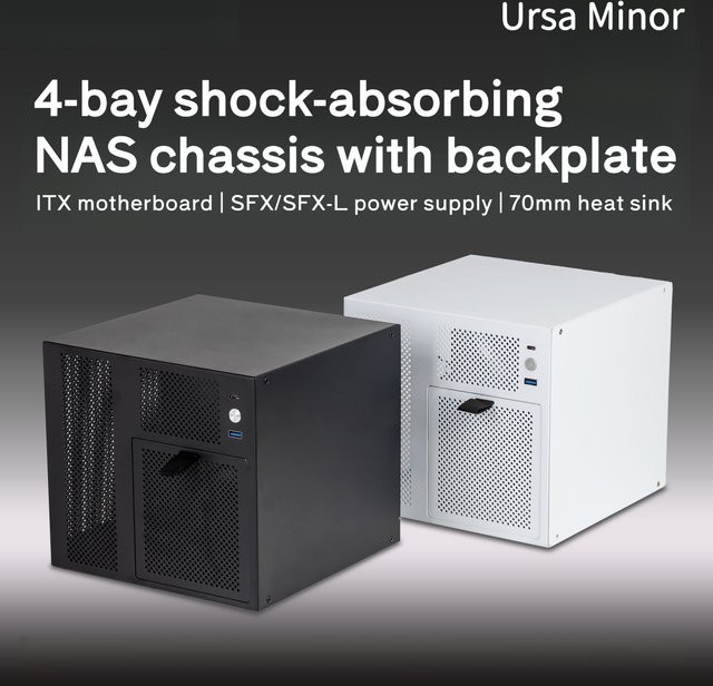 Feiniu Ursa Minor 4-Bay NAS-Gehäuse in Black für Mini-ITX Motherboards und SFX-Netzteile - Bild 1
