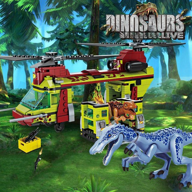 Ideen Dinosaurier Welt Velociraptor Tyrannosaurus Hubschrauber, Bausteine, 585 Teile, ab 14 Jahren - Bild 1