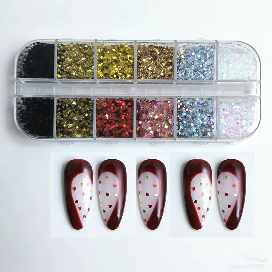 MAFANAILS Nagelkunst-Pailletten, Mini Herzchen und Sterne, Holographisch - Bild 3