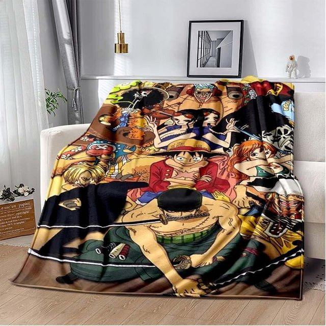 XiaoLu001 One Piece Anime Fleece-Überwurfdecke mit 3D-Druck, Mehrfarbig, B x H: 75 x 90 cm - Bild 1