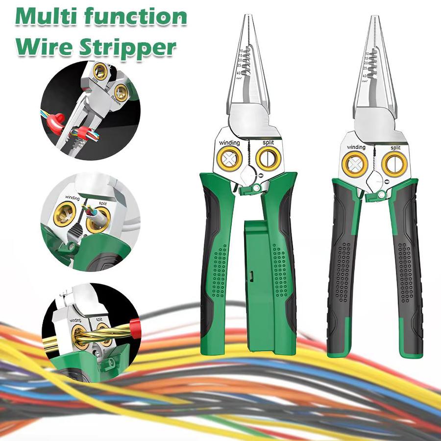 KITPIPI Multifunktions-Abisolierzange aus Edelstahl als 5in1 Elektriker-Werkzeug mit Crimpzange und Drahtschneider - Bild 2