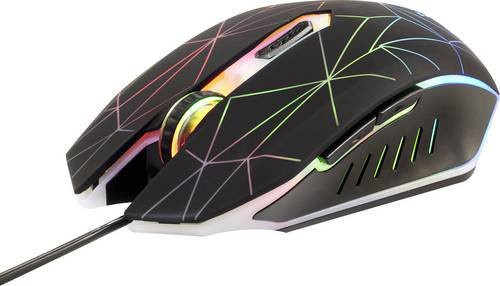 Renkforce RF-GM-120 Gaming-Maus USB Optisch Schwarz mit 6 Tasten und 3600 dpi beleuchtet - Bild 1