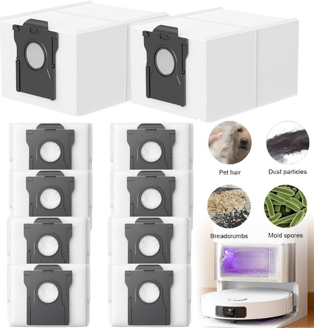 10 Stück Staubsaugerbeutel passend für Dreame L10s Ultra Gen2, X50, X40 Ultra, Mova E30 Ultra und P50 Ultra in Weiß - Bild 1