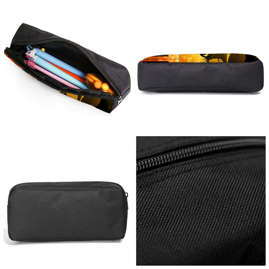 Einschichtiges Federmäppchen mit Musiknoten-Aufdruck für Kinder, weiß und mehrfarbig, aus Polyester mit Metall-Reißverschluss - Bild 4