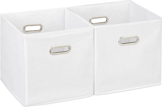 Relaxdays Aufbewahrungsbox aus Stoff in Weiß, 2er Set, faltbar, B/T/H: 30 x 30 x 30 cm - Bild 1