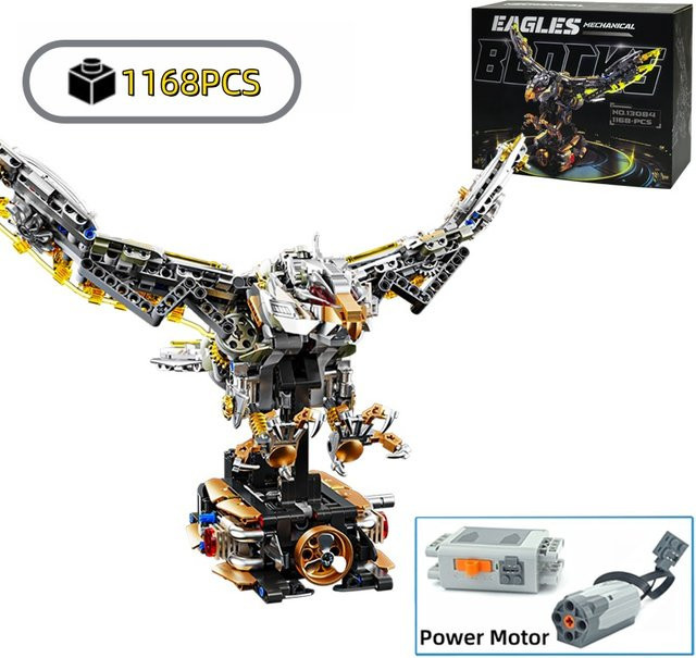 HUATEC Mechanischer Adler Bausteine Set mit Motor, Kreatives MOC Tier Modell aus Kunststoff, Mehrfarbig - Bild 1