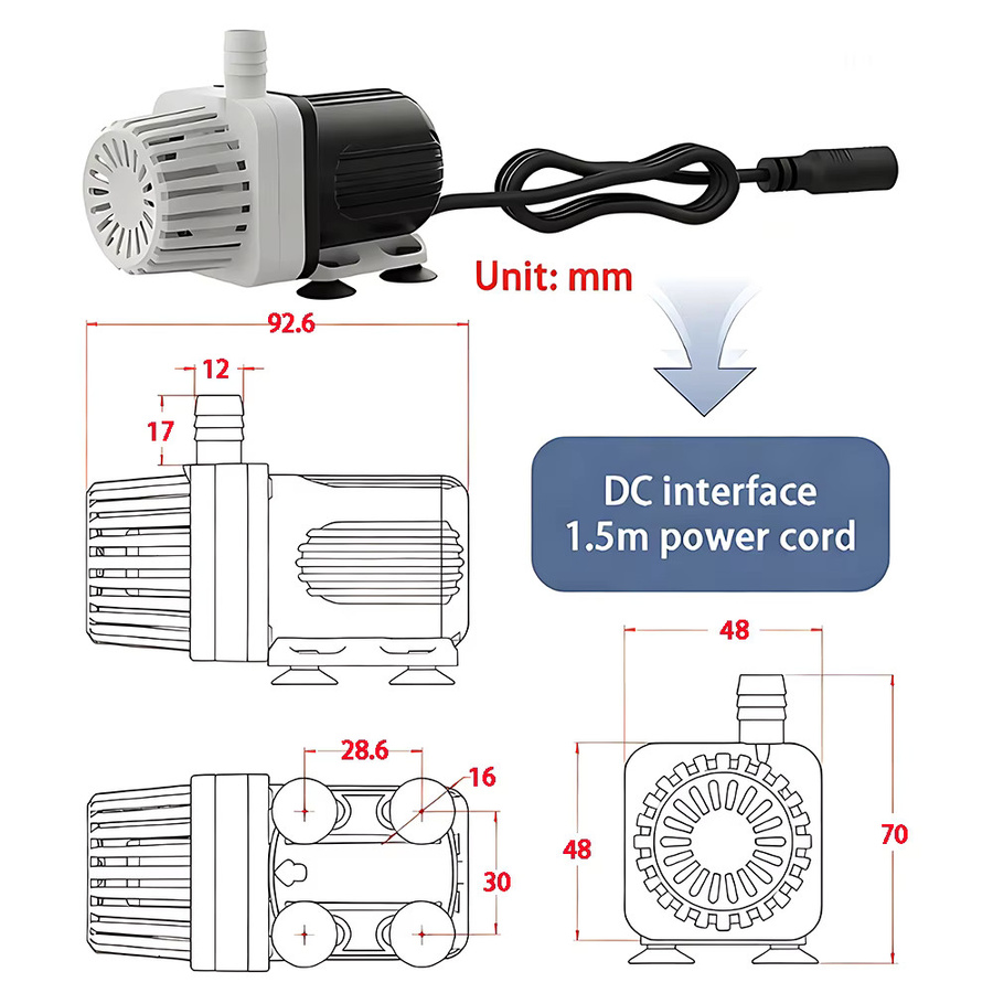 Leise DC12V Tauchpumpe von xmshxltd in Weiß mit einer Durchflussrate von 600-800L/H für Aquarium, Pool und Wasserzirkulation - Bild 5
