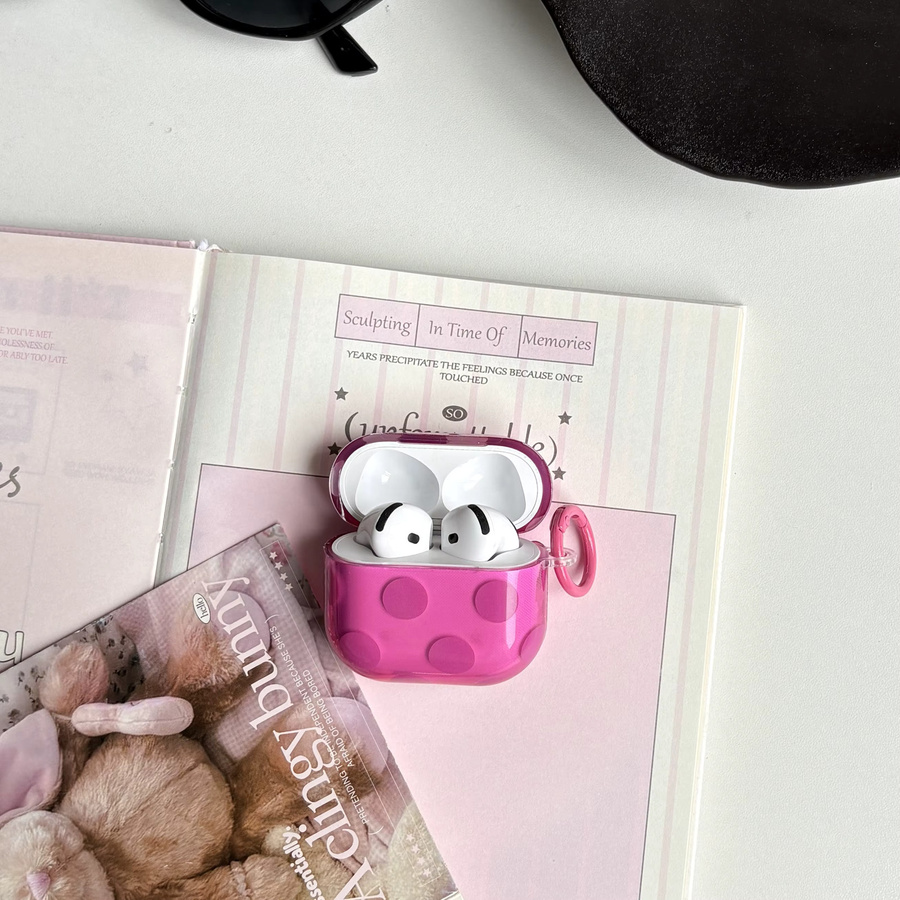 Transparente Apple AirPods Hülle mit Polka-Dot-Muster in Pink für AirPods 1, 2, 3, 4 und Pro/Pro 2/Pro 3 - Bild 3