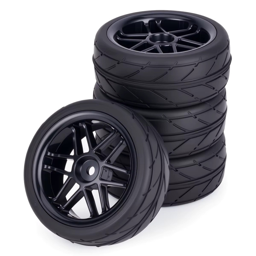 Fimonda RC Racing Wheels Reifen, 4-teiliges Set, 65*26mm, mit 12mm Sechskantfelgen - Bild 3