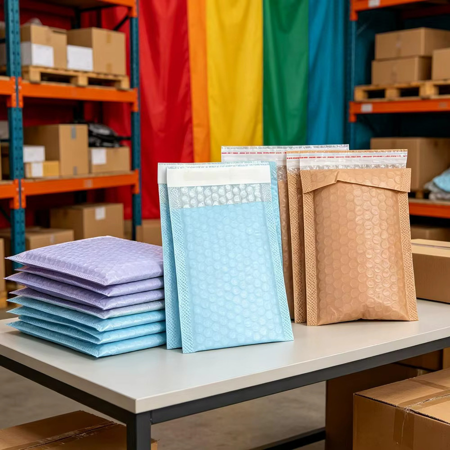 Selbstklebende Luftpolsterversandtaschen in Blau und Bunt aus Kunststoff für professionellen Versand - Bild 4