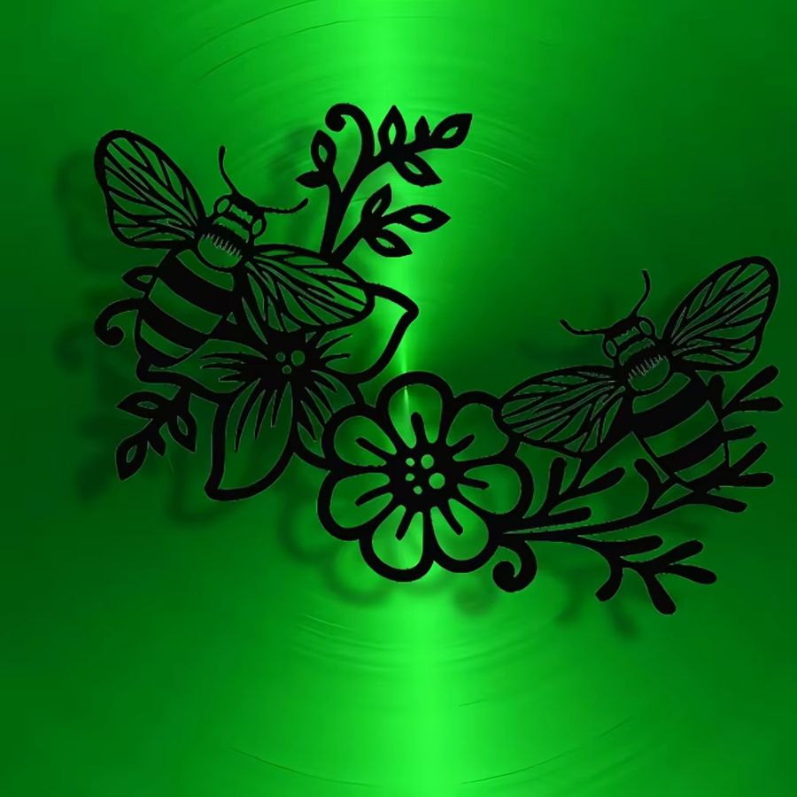 DDPNKL Metall-Wanddekoration Biene und Blume aus Eisen für Zuhause und Büro - Bild 5