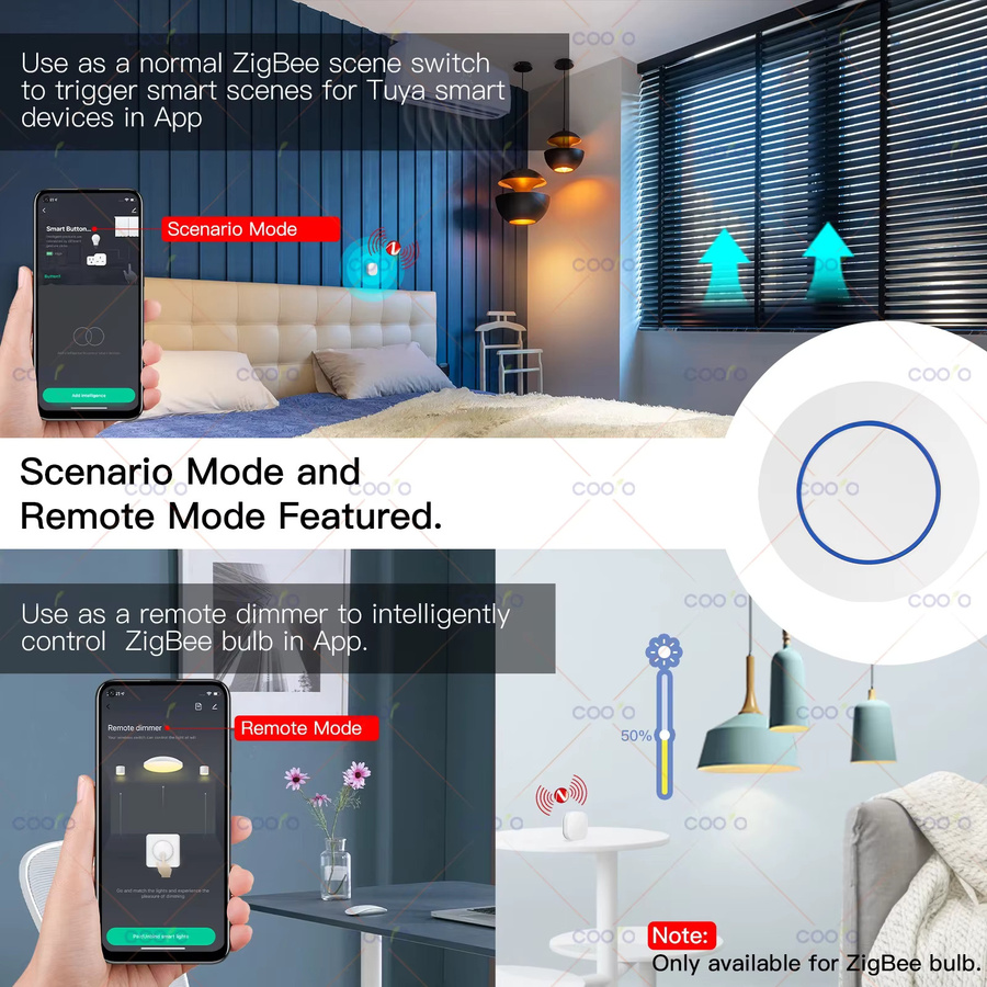 Tuya ZigBee Smart Scene Switch Controller Weiß – Batteriebetriebener Wireless Push Button für deine Smart Home Automatisierung - Bild 4