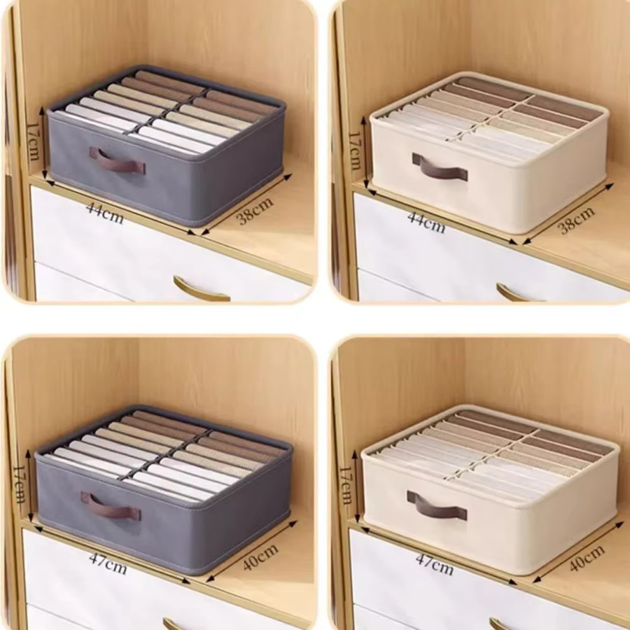 JAH Faltbare Kleiderschrank Organizer Schublade in Grau mit PP Board zur Lagerung von Kleidung und Hosen - Bild 4