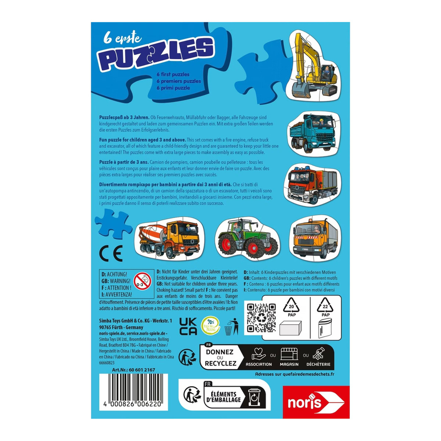 Noris 6 erste Puzzles Fahrzeuge, ab 3 Jahre - Bild 2