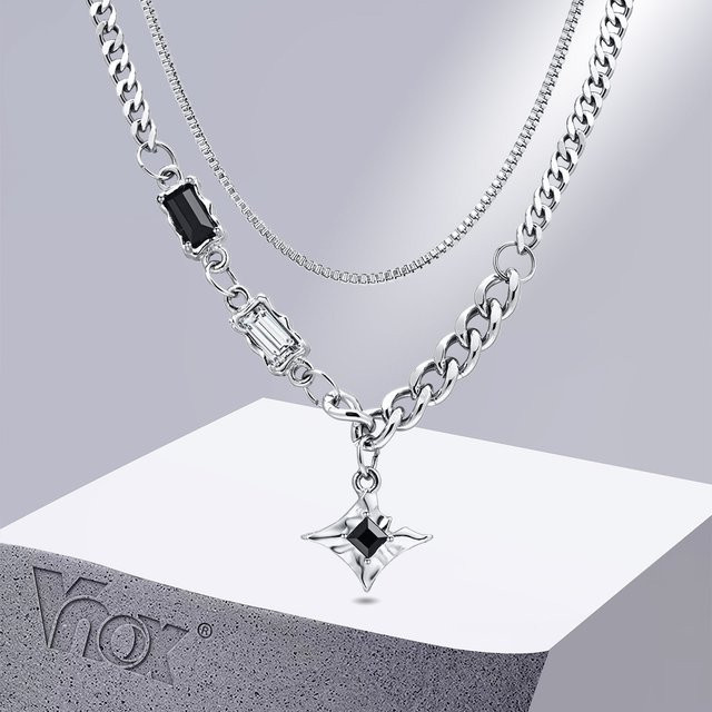 Vnox Halskette, Black Star Charm, Edelstahl, Schwarz, Unisex - Bild 1