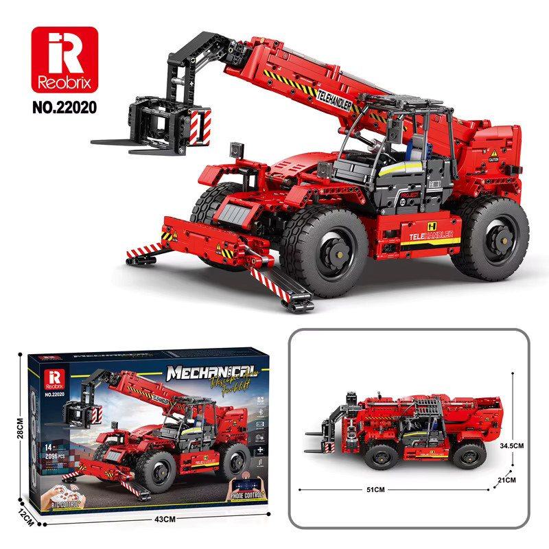 REOBRIX Teleskop Gabelstapler, Bausteine, 2096 Teile, fernbedienbar, ab 14 Jahren - Bild 3