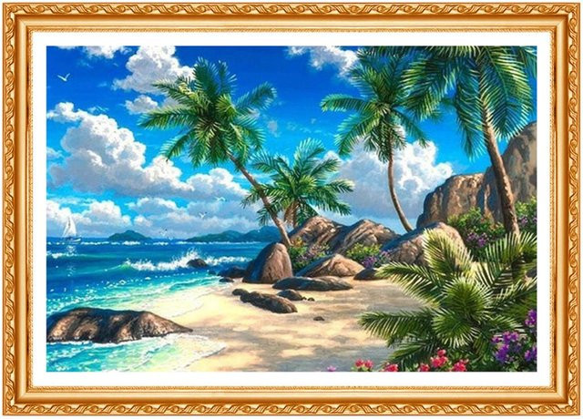 FIYO Diamond Painting Set Landschaft Meer in Blau, B/H: 30 x 20 cm - Bild 1
