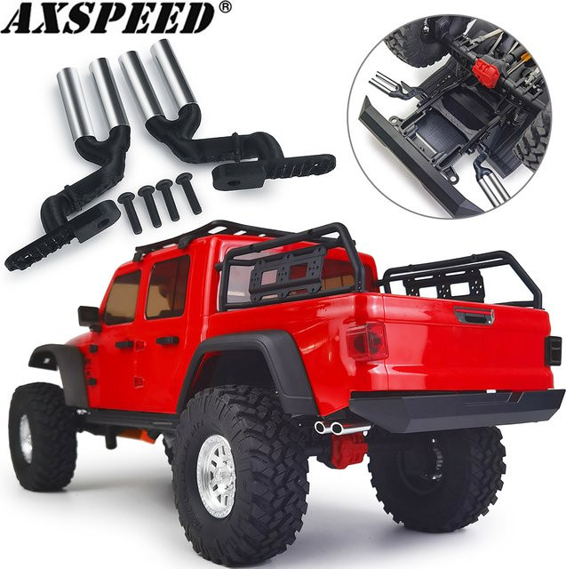 AXSPEED Doppelrohr-Auspuff, RC Crawler Auto Zubehör, Metall, Schwarz - Bild 1