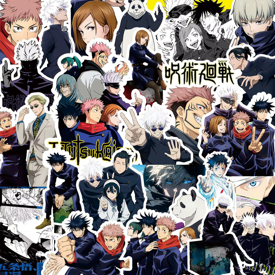 Bandai Jujutsu Kaisen Gojo Satoru Anime-Dekorationen, 75-teiliges Set, Schwarz-Weiß-Collage - Bild 5