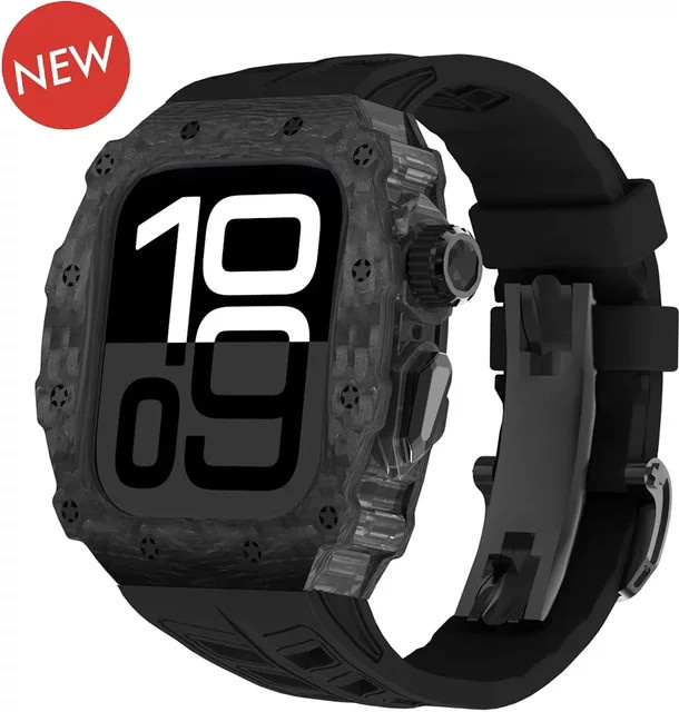 soul cool Modifikationsset für Apple Watch Ultra 2, Kohlefaser-Gehäuse, Fluorkautschukarmband, Schwarz, Unisex - Bild 1