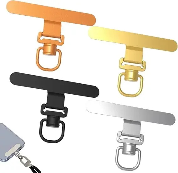 360 Grad drehbarer Telefon-Lanyard-Clip aus Edelstahl in Gold als universeller Anti-Verlust-Halter und Adapter-Anschluss - Bild 1