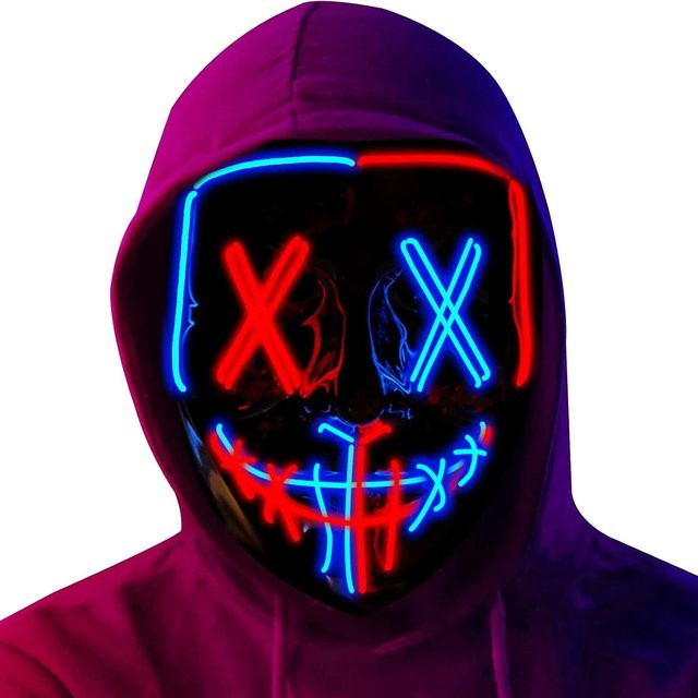 Poptrend Halloween Maske, LED Leuchtmaske, Bunt / Mehrfarbig - Bild 1