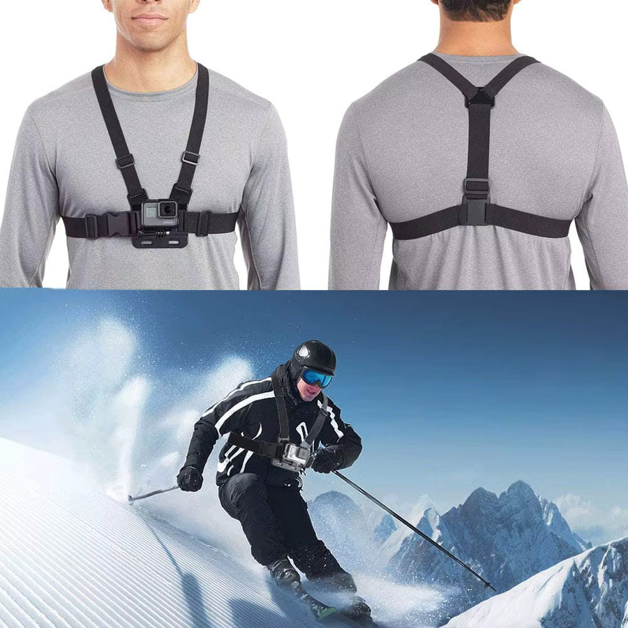 Brustgurt-Halterungsgürtel in Schwarz für GoPro Hero 12 11 10 9 8 7 6, Insta360 R X2 und DJI OSMO Action Zubehör - Bild 6