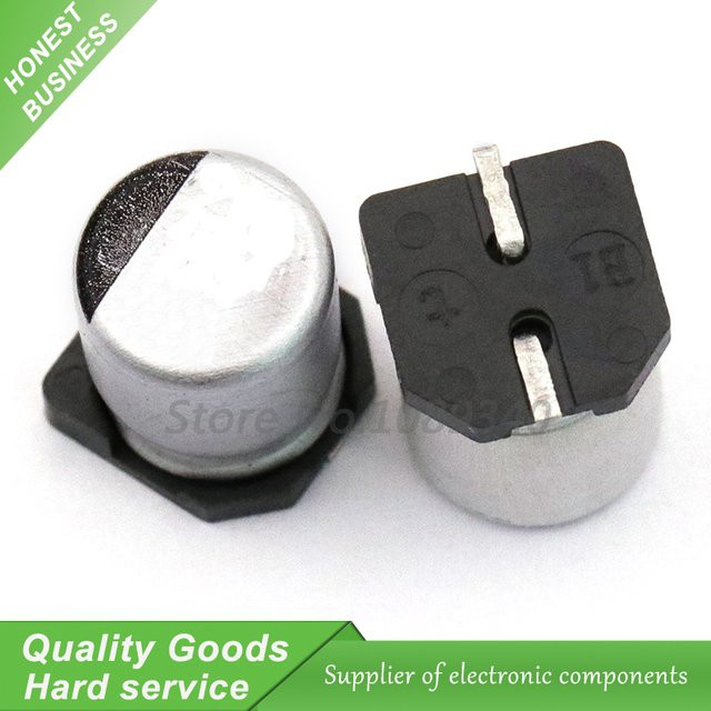 10er Set SMD Aluminium-Elektrolytkondensator 220µF 25V in Silber, Maße: 8 x 10 mm - Bild 1