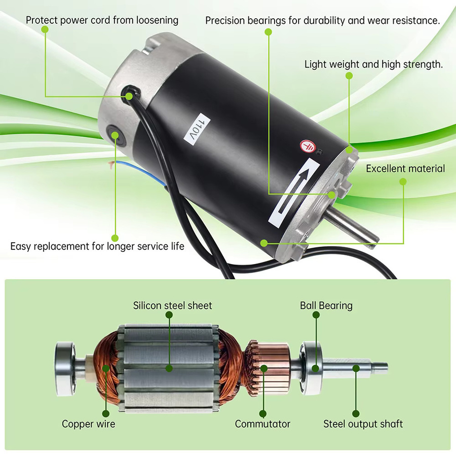 POWACE Bürstenmotor für Mini-Drehmaschine 550W/750W 220V in Schwarz, passend für CJ0618 und CD210 Modelle - Bild 4