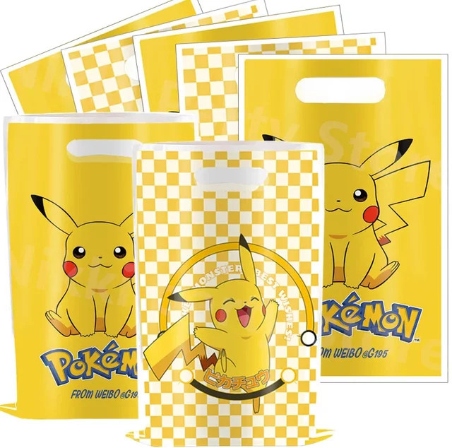 Bandai Pokemon Pikachu Geschenktüte aus Kunststoff in Gelb für Geburtstagsdekoration und Partyzubehör - Bild 1