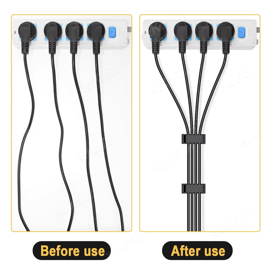 SZKOSTON 140-teiliges Kabel-Organizer-Set in Schwarz für Auto, Zuhause und Büro mit selbstklebenden Kabelklemmen und Kabelbindern - Bild 2