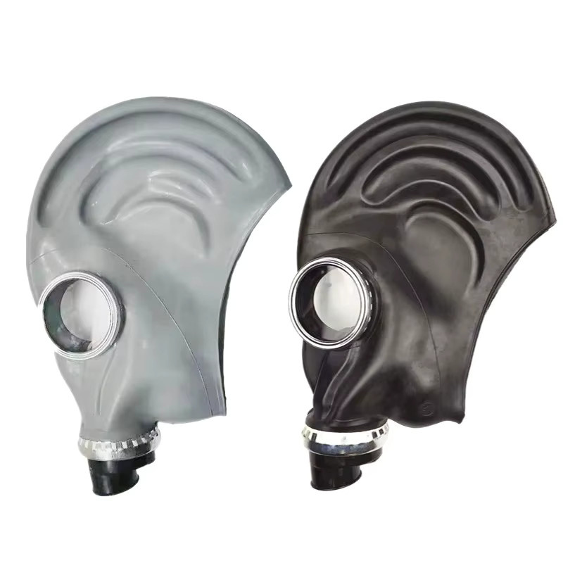 Industrielle Vollgesichts-Gasmaske aus Gummi mit Kohlefilterbox in Grau zum Atemschutz vor Staub und Chemikalien - Bild 2