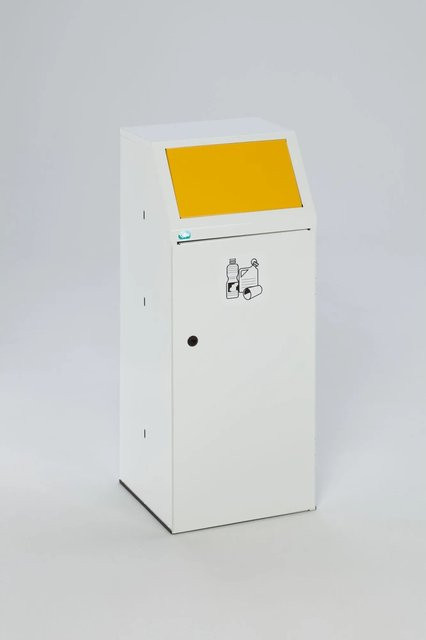PROREGAL Wertstoffsammler aus verzinktem Stahl mit Fronttür und Inneneinsatz, Gelb, H x B x T: 105 x 40 x 40,5 cm - Bild 1