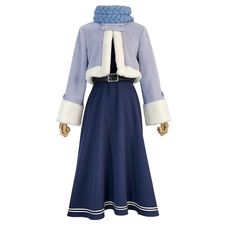 HOLOUN Frieren Beyond Journey's End Cosplay Kostüm, Perücke, Winter Cape, Kleid, Zopf, Schal - Bild 5