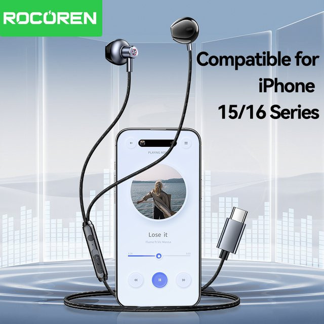 Rocoren USB Typ C In-Ear Kopfhörer mit Mikrofon und Stereo-Sound für Xiaomi und Samsung - Bild 1