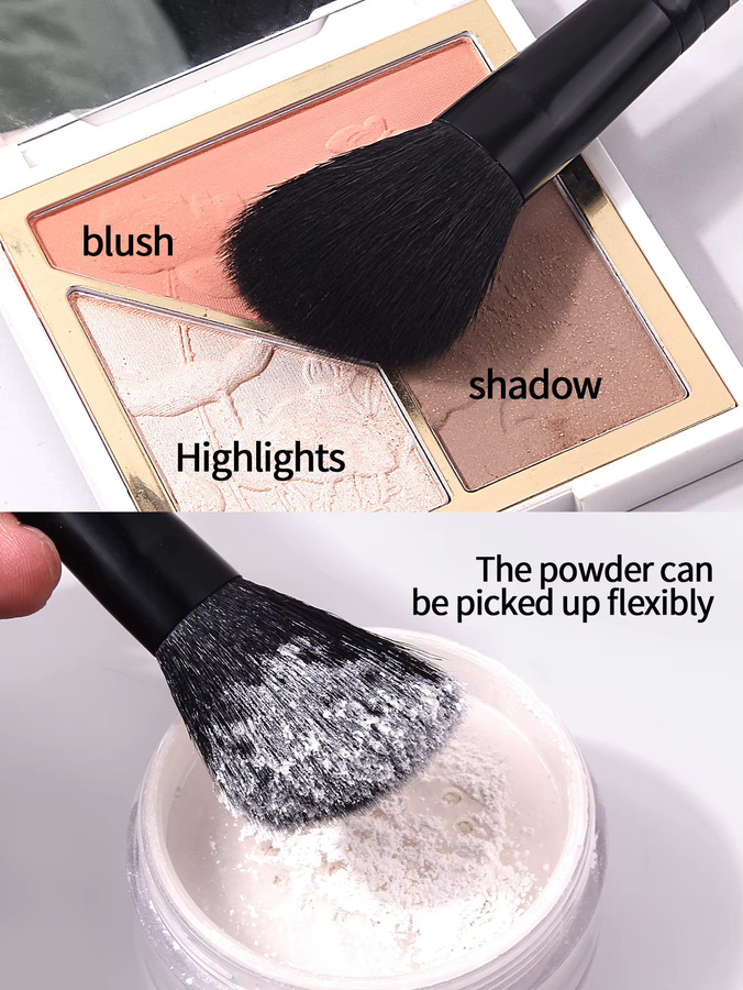 Multifunktionaler Make-up-Pinsel, abgeschrägter Kontur- und Puderpinsel aus Wolle - Bild 3
