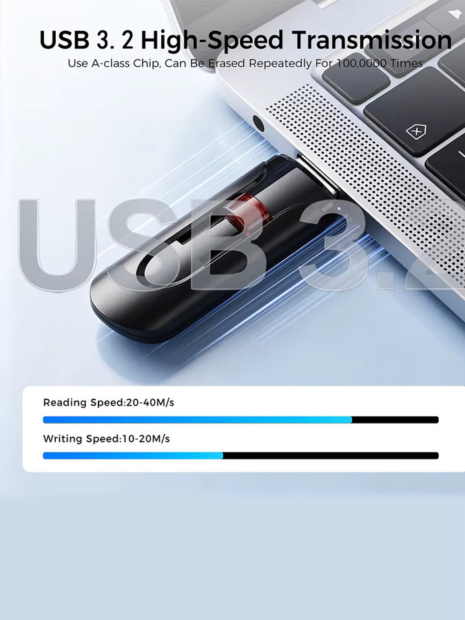 JASTER USB 3.2 Flash Drive USB-A Speicherstick in Schwarz - Bild 5