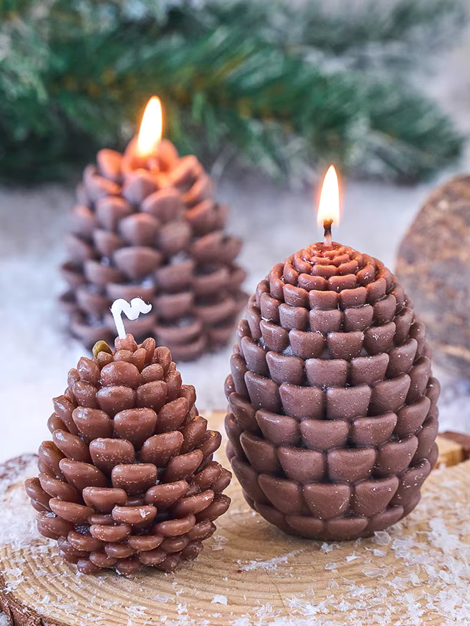 UDOCOOL Silikonform für 3D Tannenzapfen Kerzen und DIY Weihnachtsornamente in Braun - Bild 6