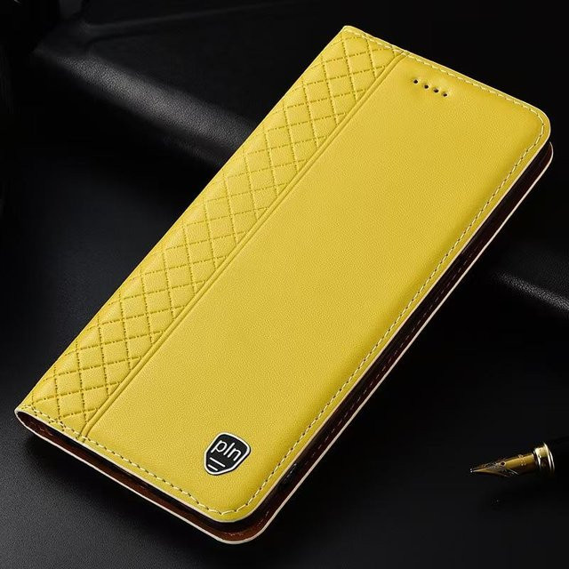 Echte Napa-Leder Klapphülle für Motorola Moto Edge Serie in Zitronengelb - Bild 1