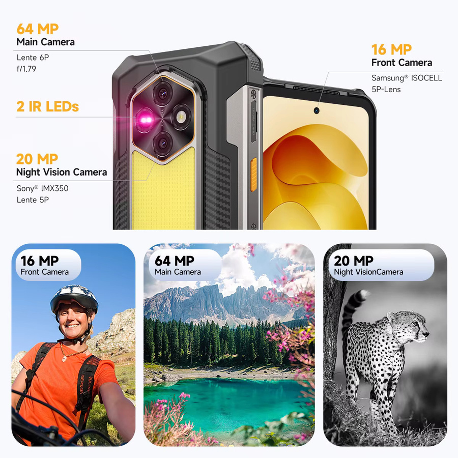 Ulefone RugKing 5 Pro Robustes Smartphone in Schwarz mit 20.000 mAh Akku, 6,78-Zoll-Display, 256 GB ROM, 16 GB RAM, Android 16 und 4G LTE - Bild 5