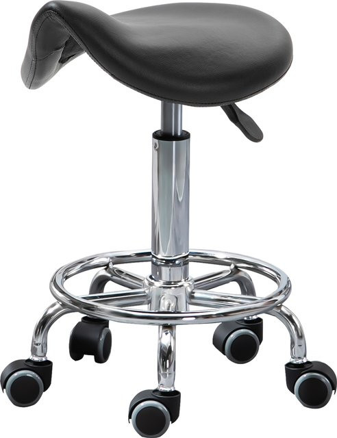 HOMCOM Hocker mit 5 Rollen, höhenverstellbarer ergonomisch gepolsterter Sitz aus Schaumstoff in Schwarz, B/T/H: 36,5 x 37,5 x 51-66 cm - Bild 1