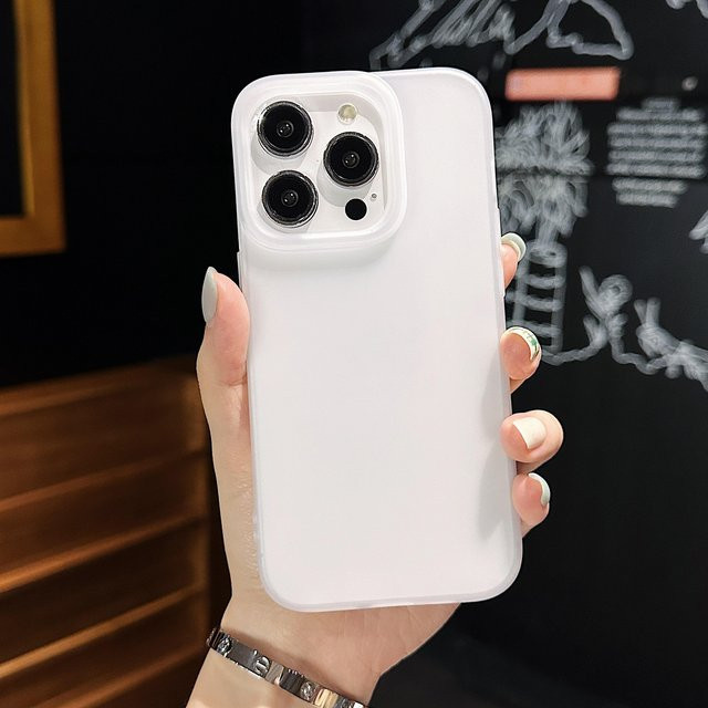 Matte transparente Silikon-Schutzhülle für Apple iPhone 16 Pro, 15, 14 Plus, 13, 12, 11 Pro, X, XR Max, 7, 8 Plus – Stoßfeste Klarsicht-Hülle in Transparent/Weiß - Bild 1