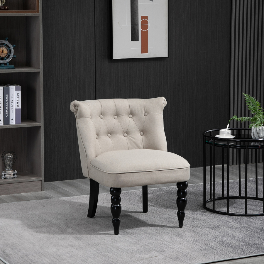HOMCOM Relaxsessel im Vintage-Design mit Leinenbezug und Holzgestell, Beige/Schwarz, B/T/H: 67 x 67 x 78 cm - Bild 2