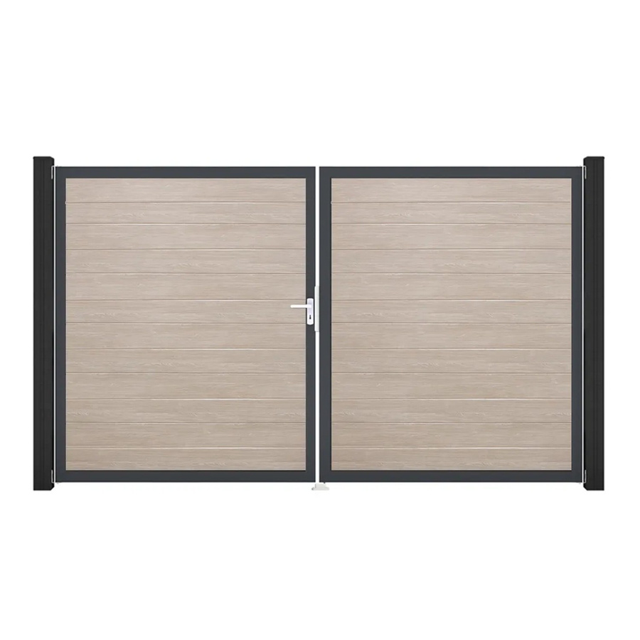 GroJa Tor 2-flügelig Basicline Schmal Sheffield Oak Rahmen Braun B: 306 cm, H: 180 cm, DIN Links - Bild 2