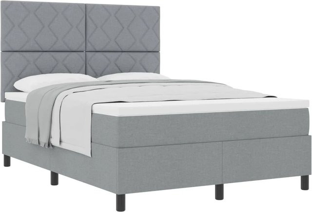vidaXL Boxspringbett mit Matratze und Taschenfederkern in Hellgrau, B/T/H: 160 x 200 x 280 cm - Bild 1