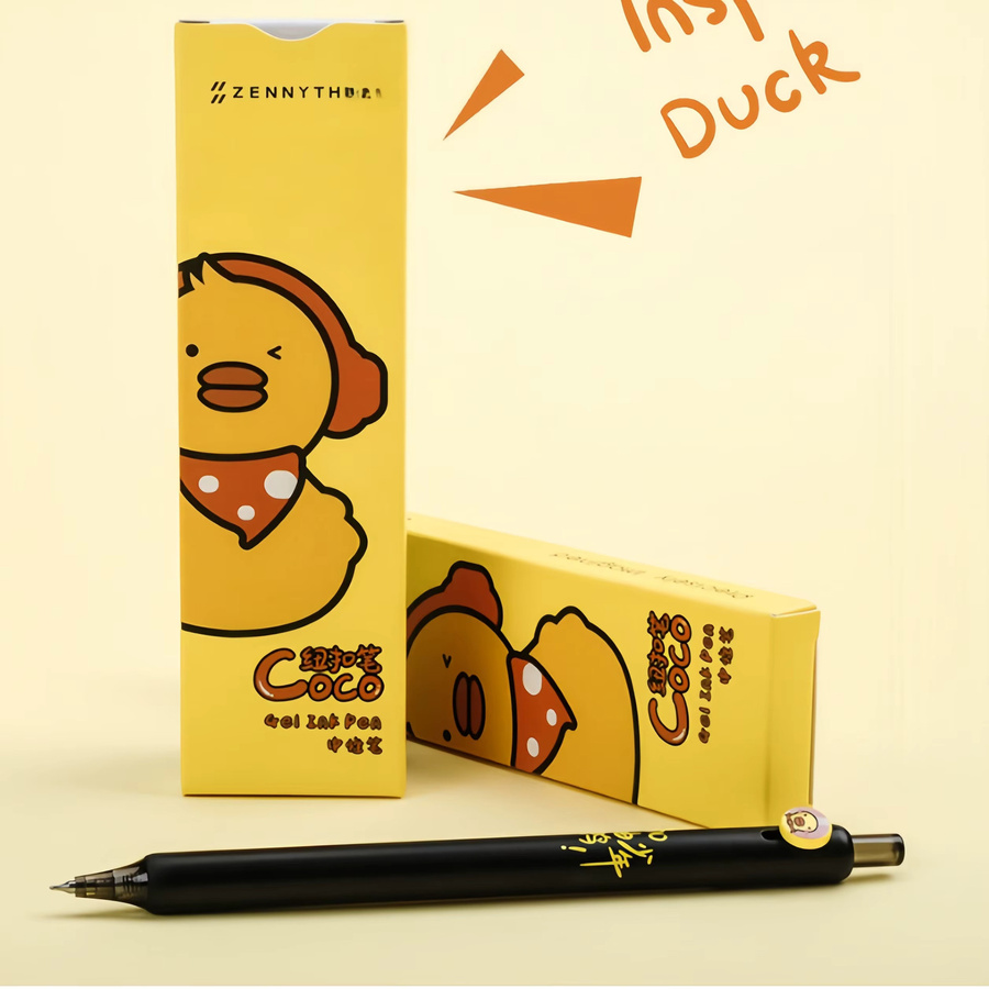 Little Yellow Duck Set mit 4 niedlichen Gelstiften, schwarze Tinte, 0,5 mm feine Spitze - Bild 3