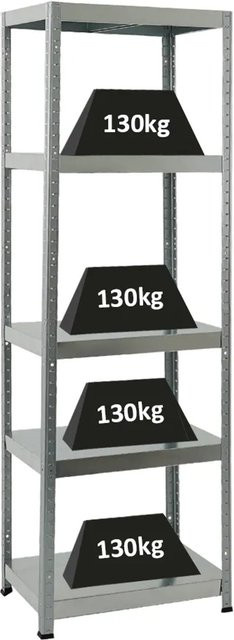 PROREGAL Schwerlastregal Steel Eagle aus Metall, verzinkt, Farbe: Silber, H x B x T: 180 x 60 x 40 cm - Bild 1