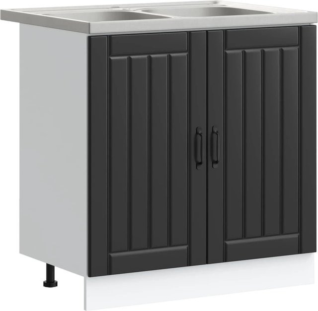 vidaXL Lucca Waschbecken-Unterschrank 2er-Set, Schwarz, Holzwerkstoff - Bild 1