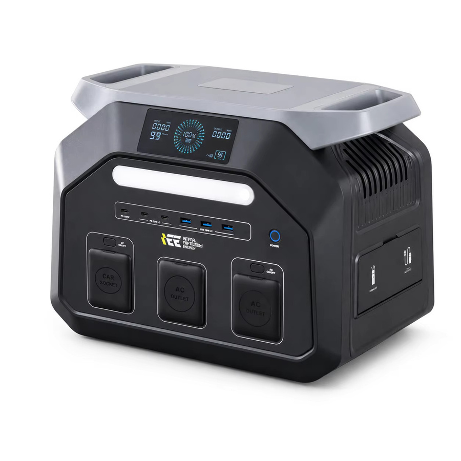 Tragbare Powerstation IEE P1800 in Schwarz mit 1024Wh Kapazität, 1800W Leistung und 3600W Spitzenleistung, LiFePO4-Akku, WLAN und Bluetooth App-Steuerung, Solargenerator für Camping und Notfälle - Bild 3
