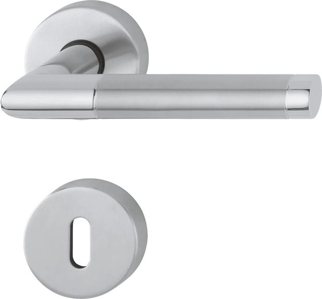 AnsaPro Zimmertür-Rosettengarnitur Schwalm OB in Edelstahl Mattpoliert, Farbe Silber, B/H: 58,0 x 190,0 mm - Bild 1